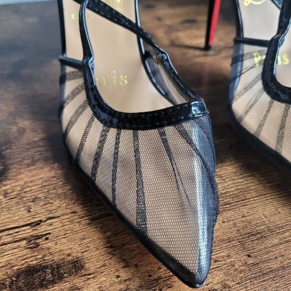 Christian Louboutin Black Mousseline Mesh Suede Marchella Pumps - Picture 5 of 5